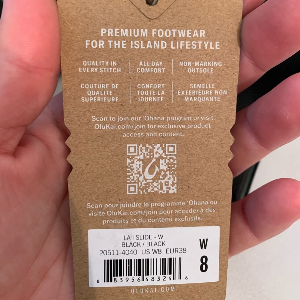 NWT olukai black la’i slide sandals size 8 islander lifestyle comfort sandal - Picture 5 of 5